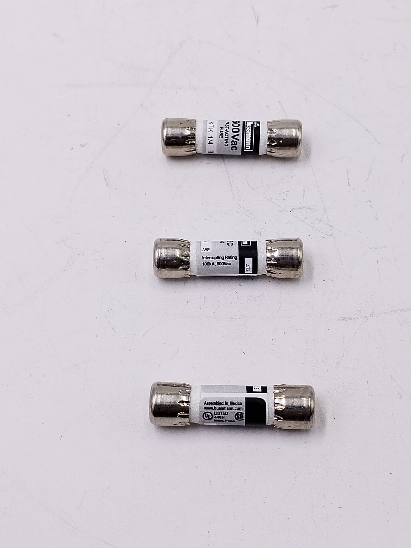 Cartridge Fuses Bussmann KTK-1/4 1/4 A Limitron Fast Acting Supplementary Fuse Melamine Tube 600V Ul